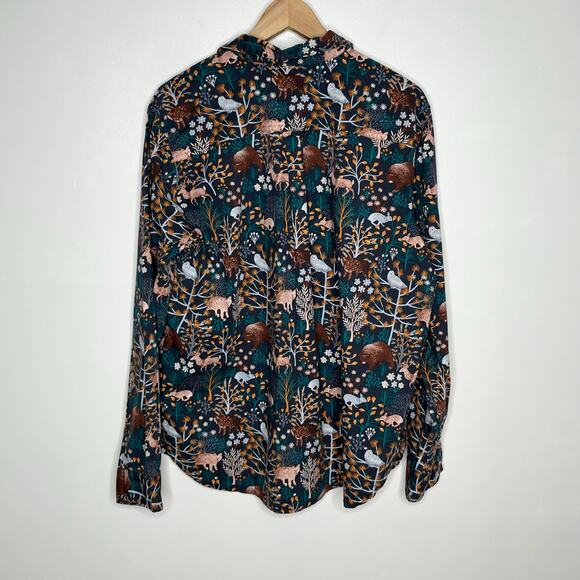 Duluth Trading Co Long Sleeve Button Up Shirt Womens XL Animal Floral Print - Picture 9 of 9